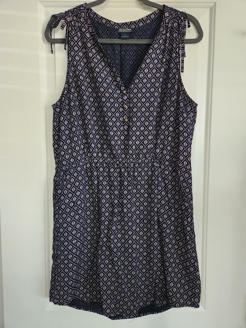 Lucky Brand Navy and White Diamond-Print Sleeveless Mini Dress
